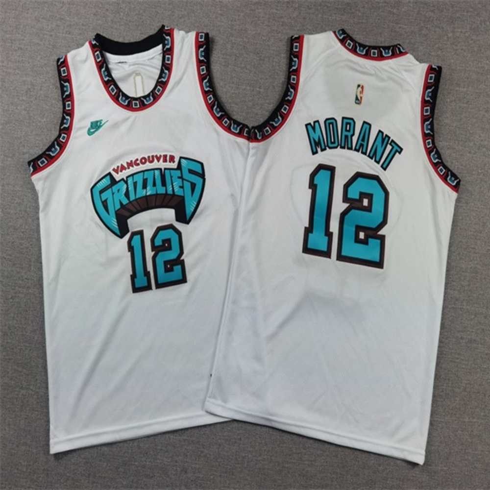 NWT youth Memphis Grizzlies 12 Ja Morant 24-25 White Classic kids Jersey - Picture 1 of 3